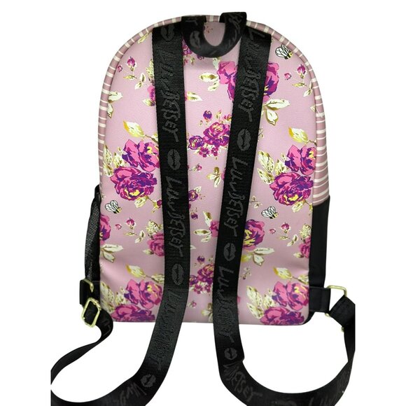 Betsey-Johnson Pink Floral Backpack & Lunch Bag Set – Bee Purple Rose AOP Print - Picture 3 of 10